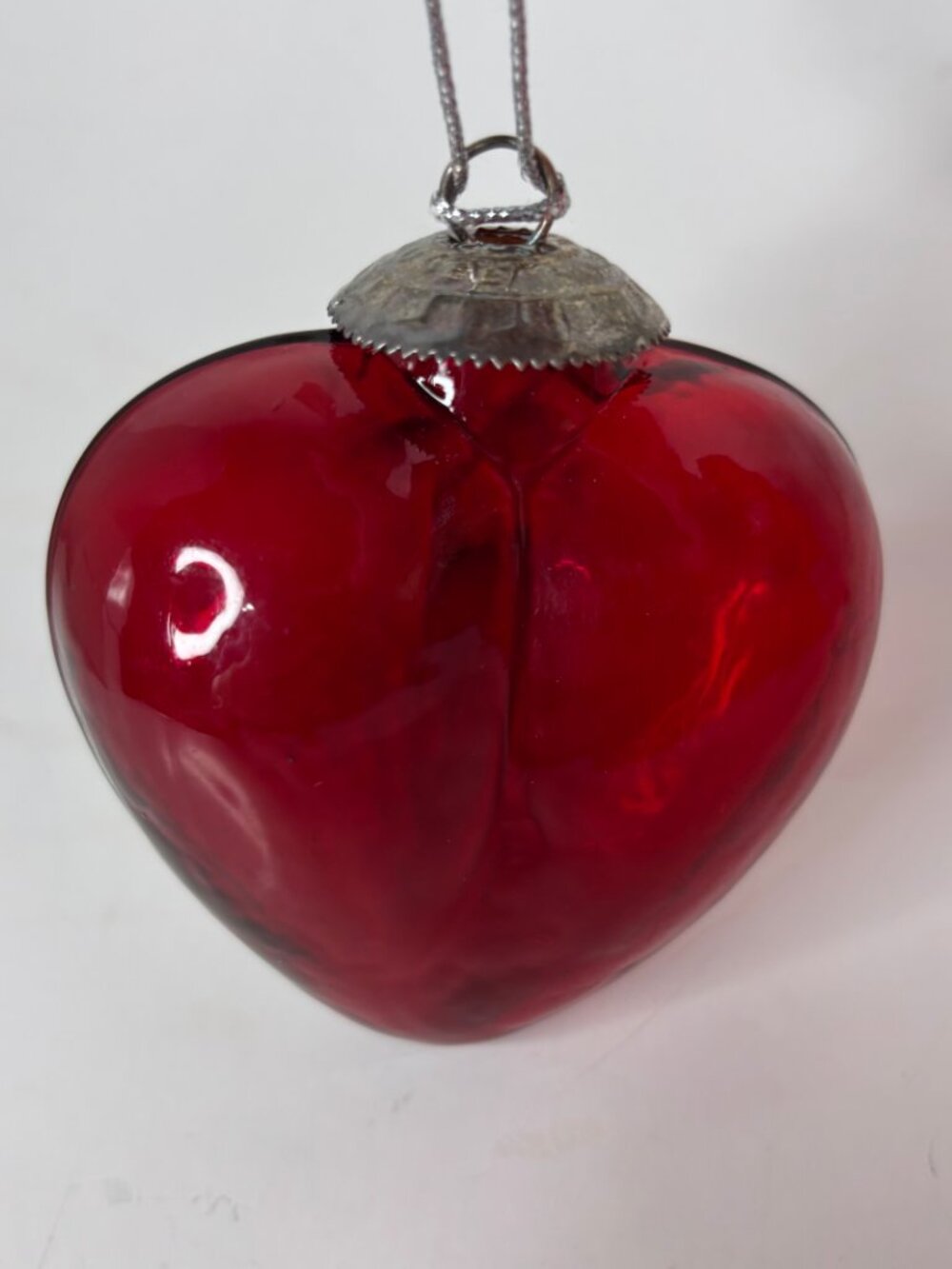 Midwest Red Hand Blown Glass Heart Christmas Ornament Seasons of Cannon Falls Re